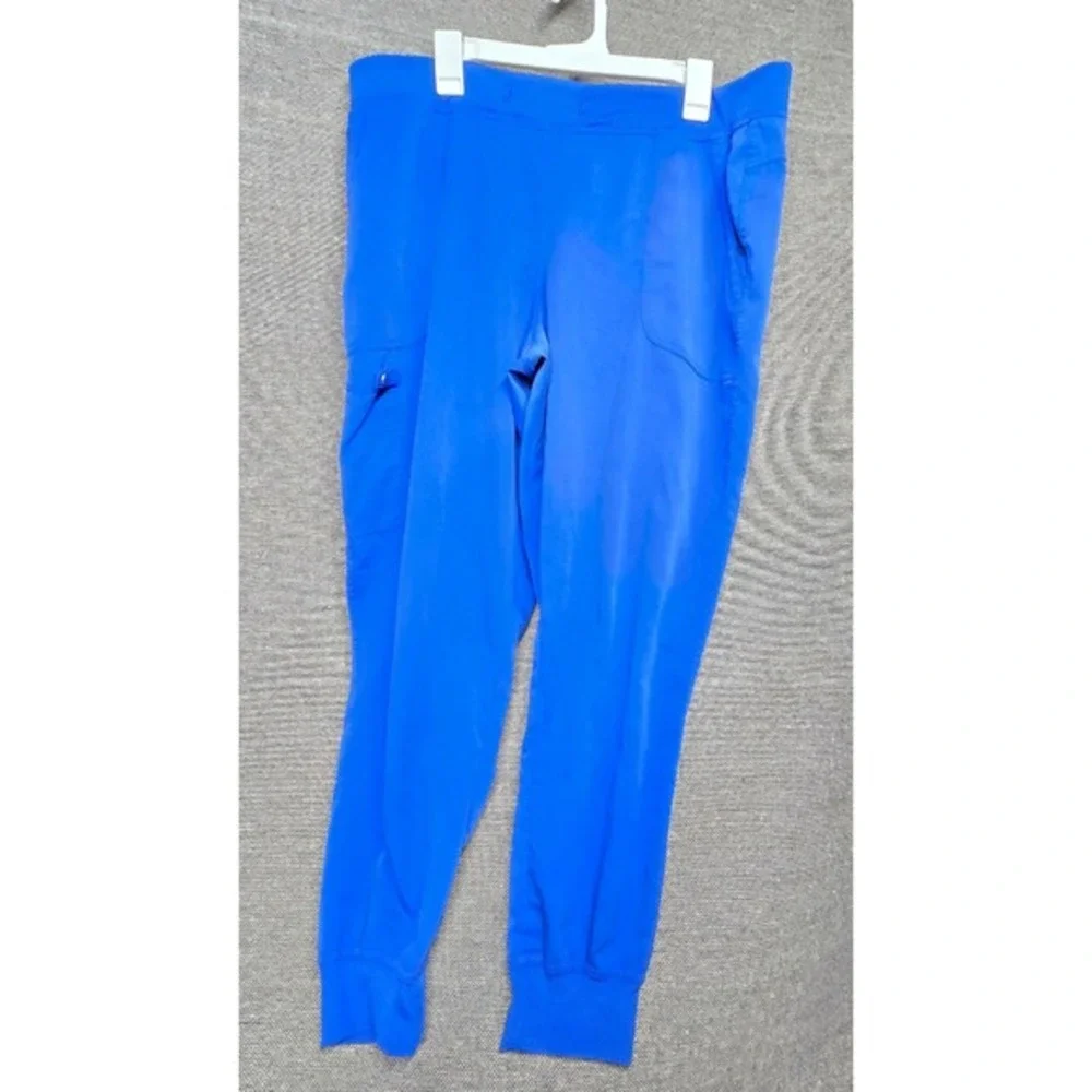 Royal Blue Scrub Jogger Pants Ribbed Waistband Ankle Cuffs Cargo Pocket